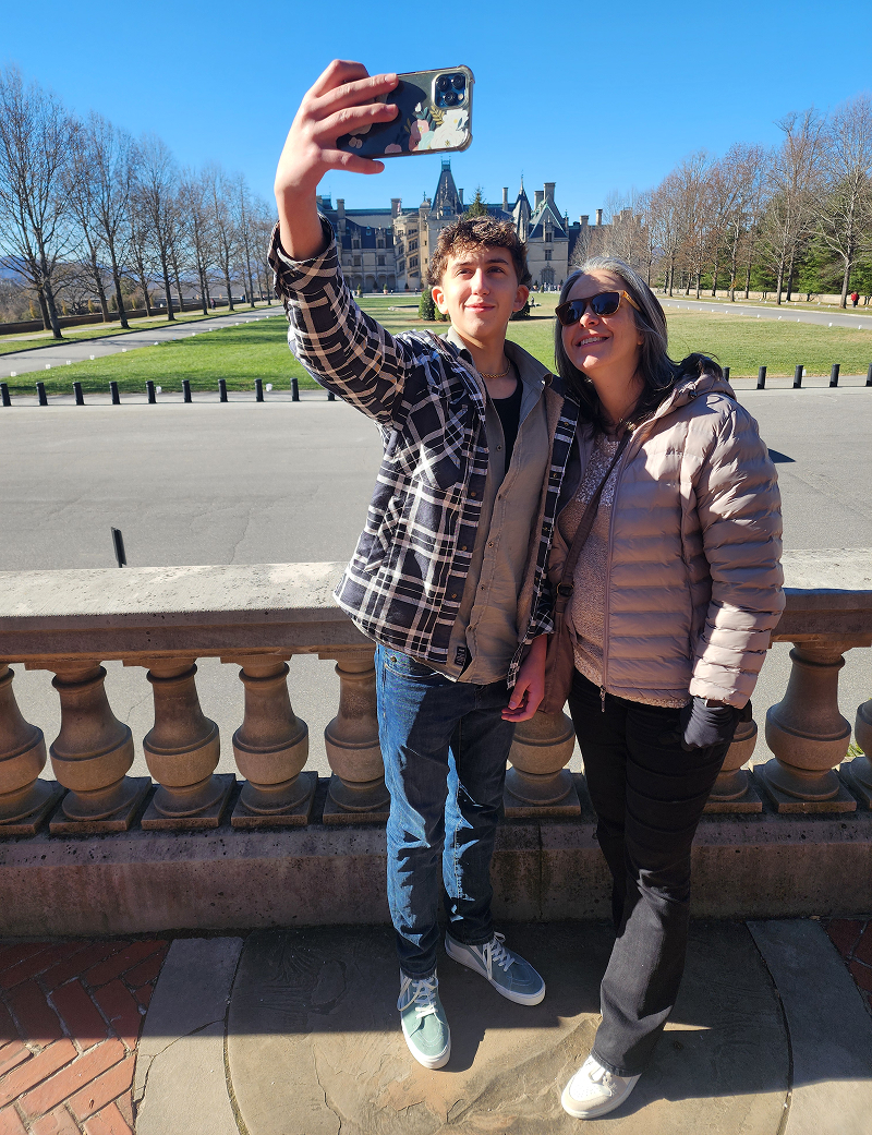Ethan doing selfie with his mom